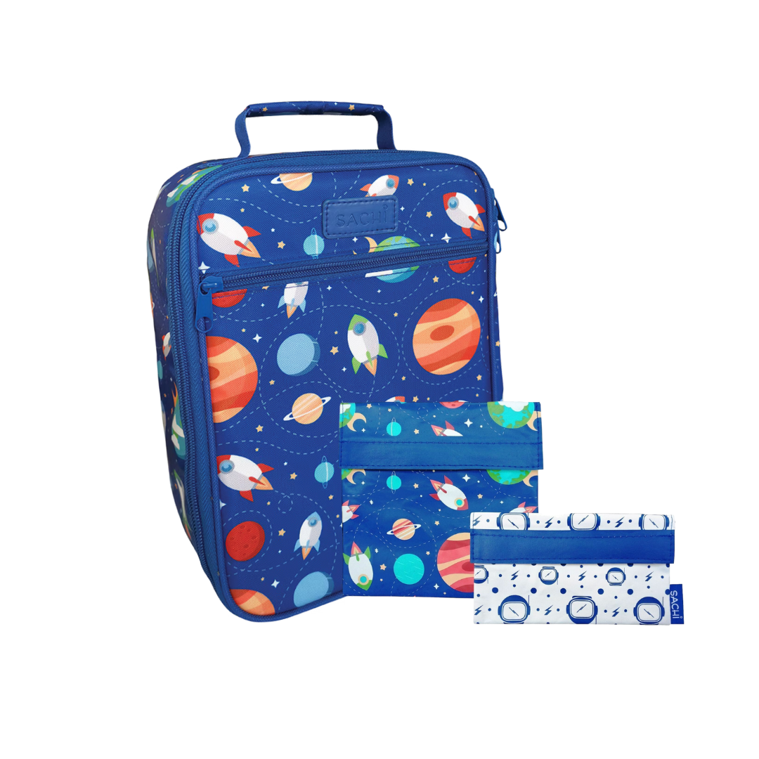 Sachi Insulated Lunch Tote & Sandwich/Snack Bags Bundle - Outer Space