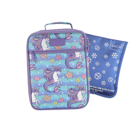 Sachi Insulated Lunch Tote & Ice Pack Bundle - Mermaid Unicorns