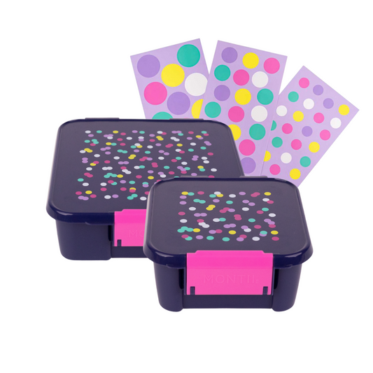 MontiiCo Bento 3 & Bento 2 with Sticker Set Bundle - Confetti