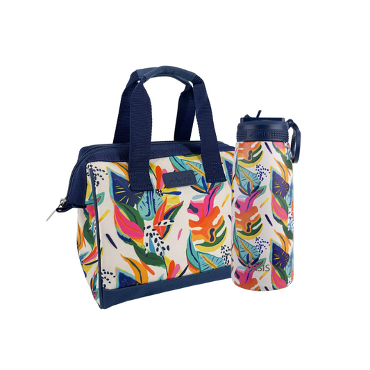 Oasis & Sachi Insulated Lunch Bag & Drink Bottle Bundle - Calypso Dreams