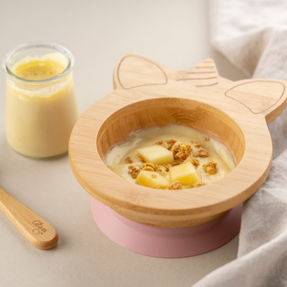 Citron Unicorn Bamboo Bowl w/ Suction & Spoon