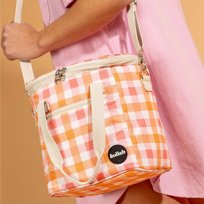 Kollab Mini Insulated Cooler Bag - Watermelon Peach Check *PREORDER*