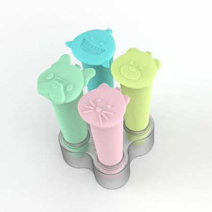 Melii Animal Silicone Push Pops w/ Tray - 4 Pack