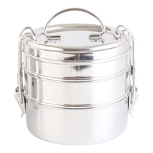 Load image into Gallery viewer, Green Essentials Stainless Steel Triple Bento Round 1500ml
