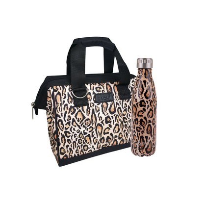 Oasis & Sachi Insulated Lunch Bag & 500ml Drink Bottle Bundle - Leopard