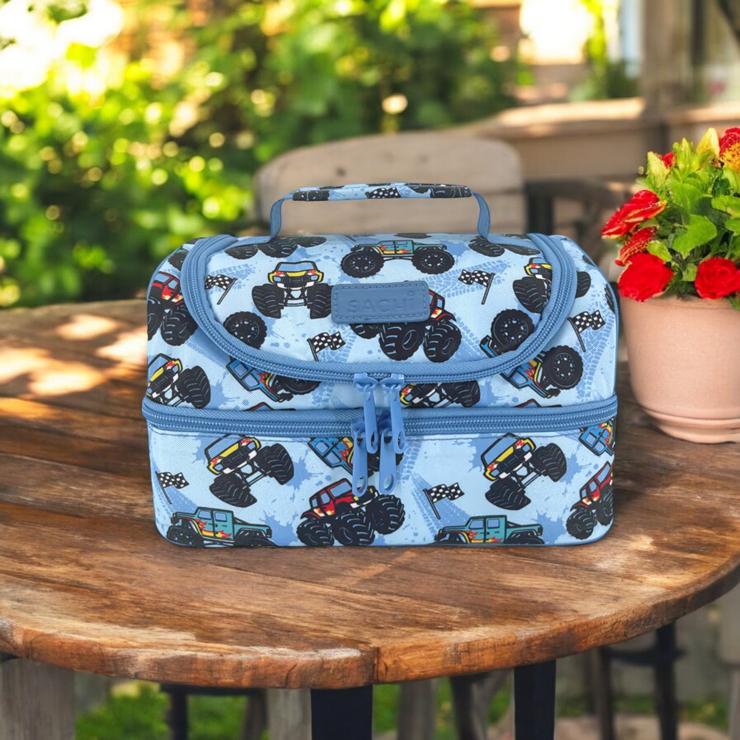 Sachi Insulated Double Decker Lunch Bag - Monster Trucks