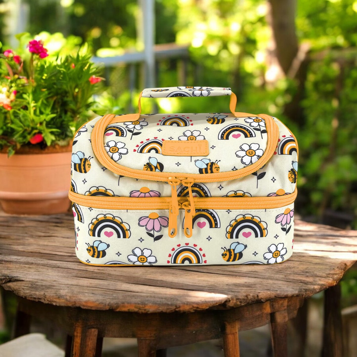 Sachi Insulated Double Decker Lunch Bag - Busy Bees