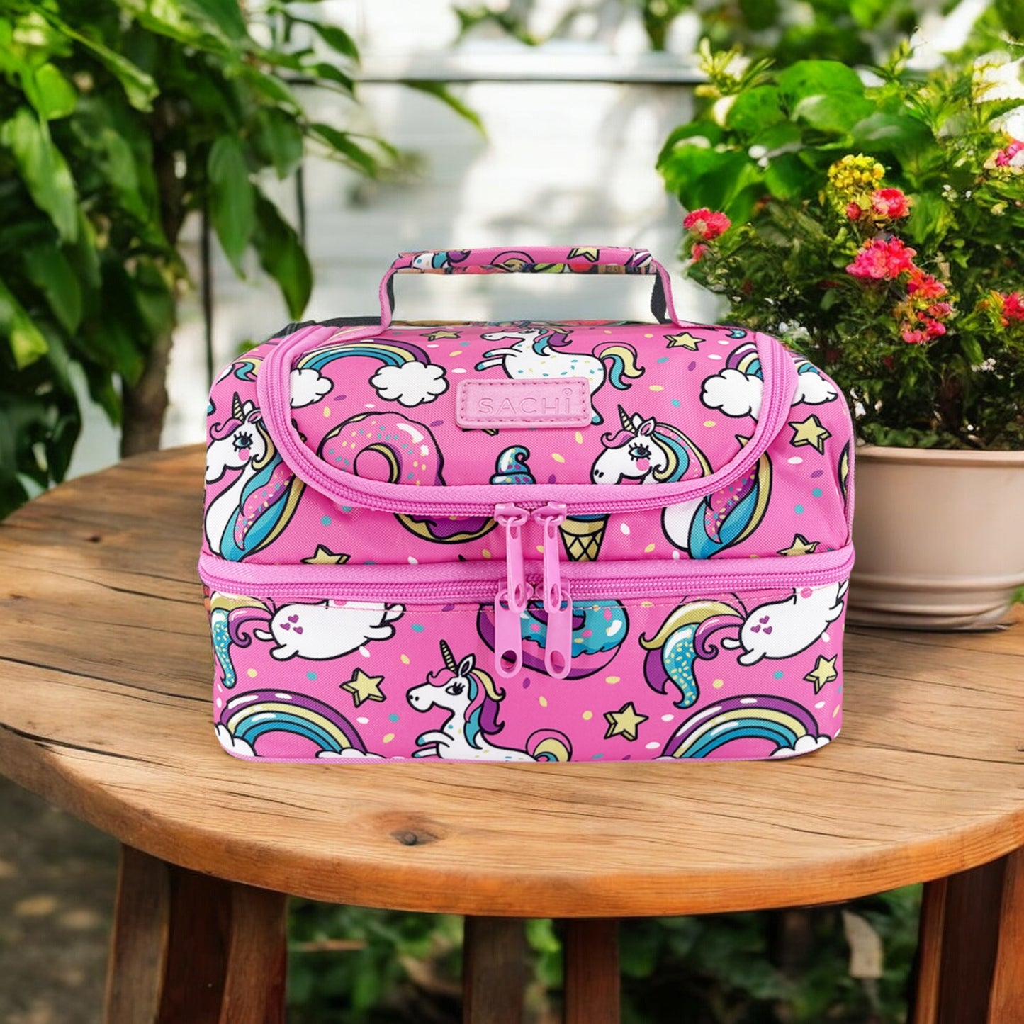 Sachi Insulated Double Decker Lunch Bag - Unicorns