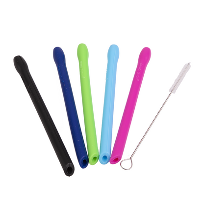 Appetito Silicone Cocktail Straws w/ Cleaning Brush - 5 Pack