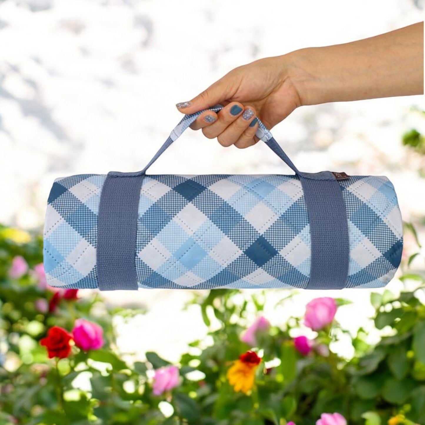 Sachi Picnic Rug - Blue Gingham