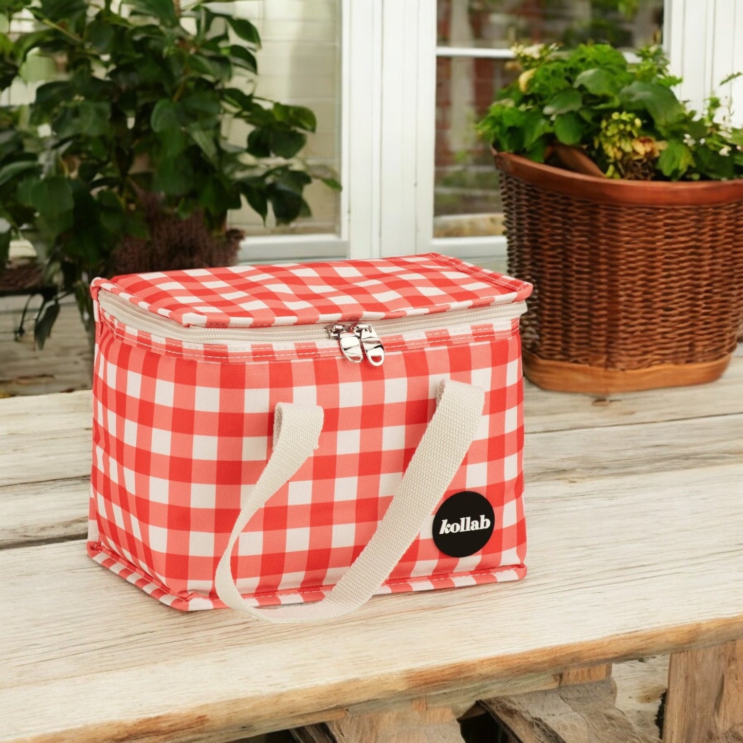 Kollab Insulated Lunch Box Bag - Red Check *PREORDER*