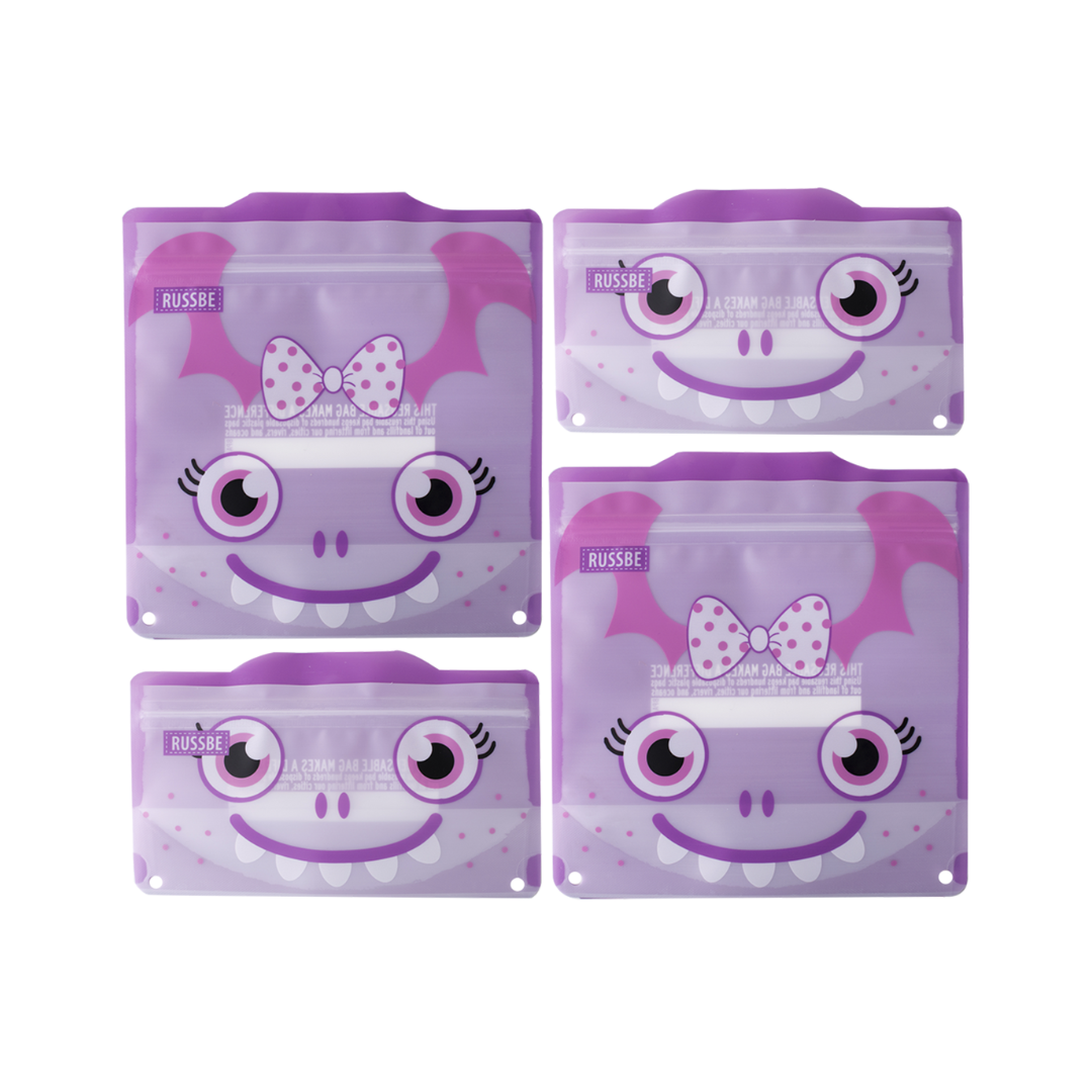 Russbe Sandwich & Snack Bags 4 Pack - Purple Monster