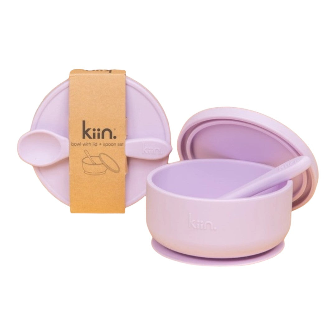 Kiin Baby Silicone Suction Bowl w/ Lid & Spoon - Assorted Colours