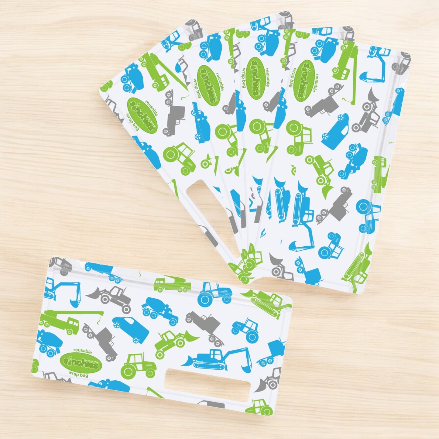 Sinchies Reusable Wrap Bags 5 Pack - Trucks