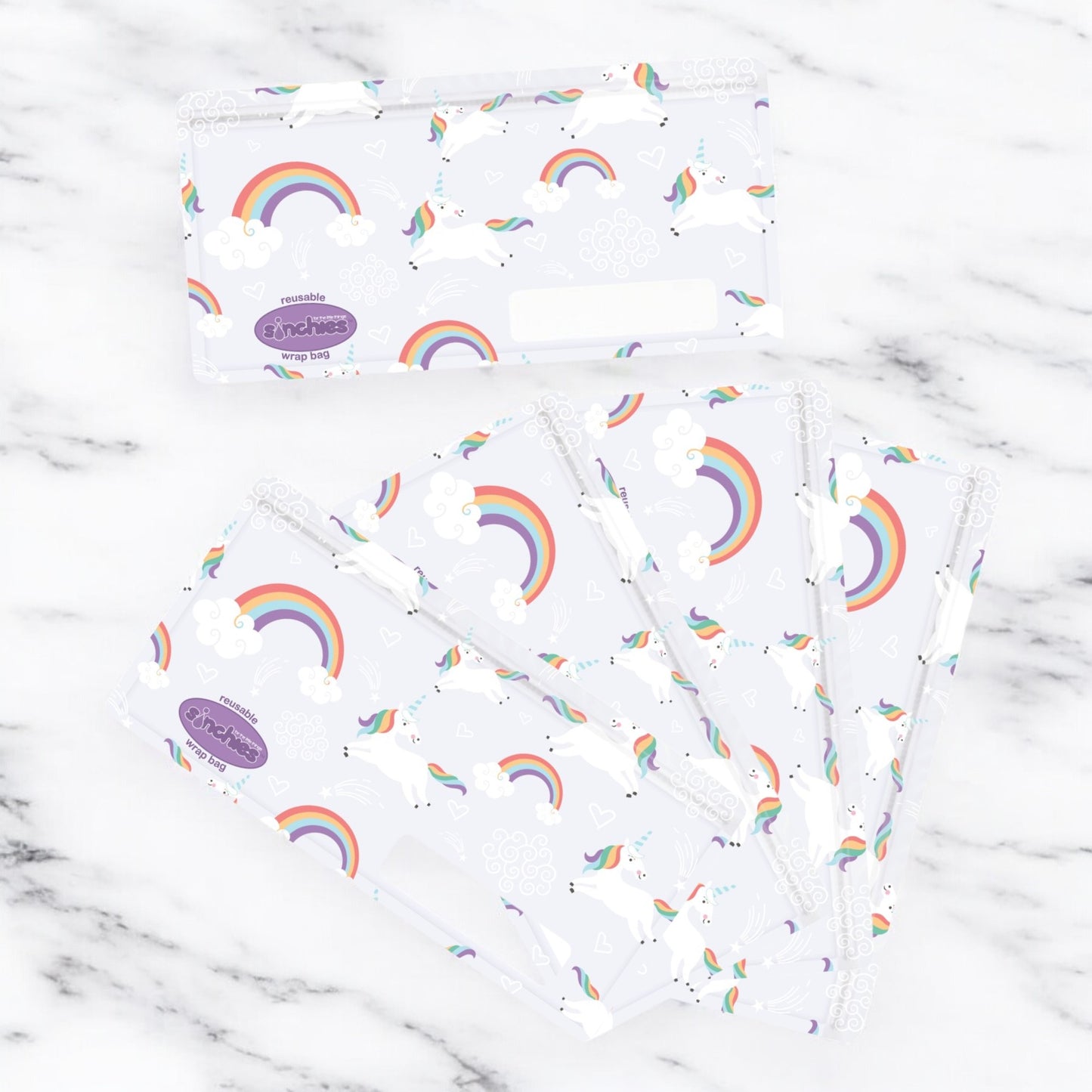 Sinchies Reusable Wrap Bags 5 Pack - Unicorns