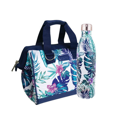 Oasis & Sachi Insulated Lunch Bag & 750ml Drink Bottle Bundle - Tropical Paradise