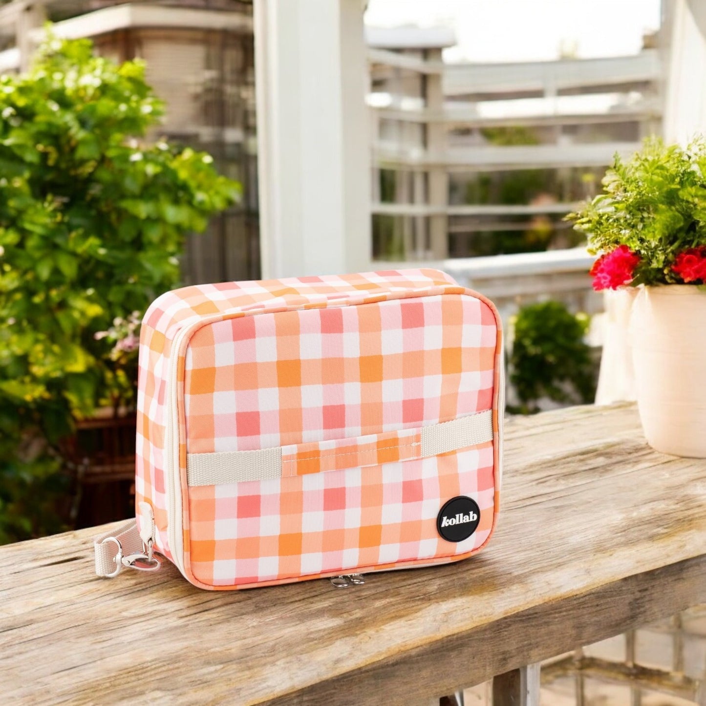 Kollab Insulated Bento Bag - Watermelon Peach Check *PREORDER*