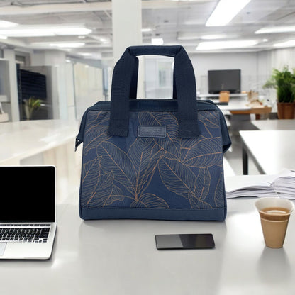 Sachi Insulated Lunch Bag - Navy Leaves