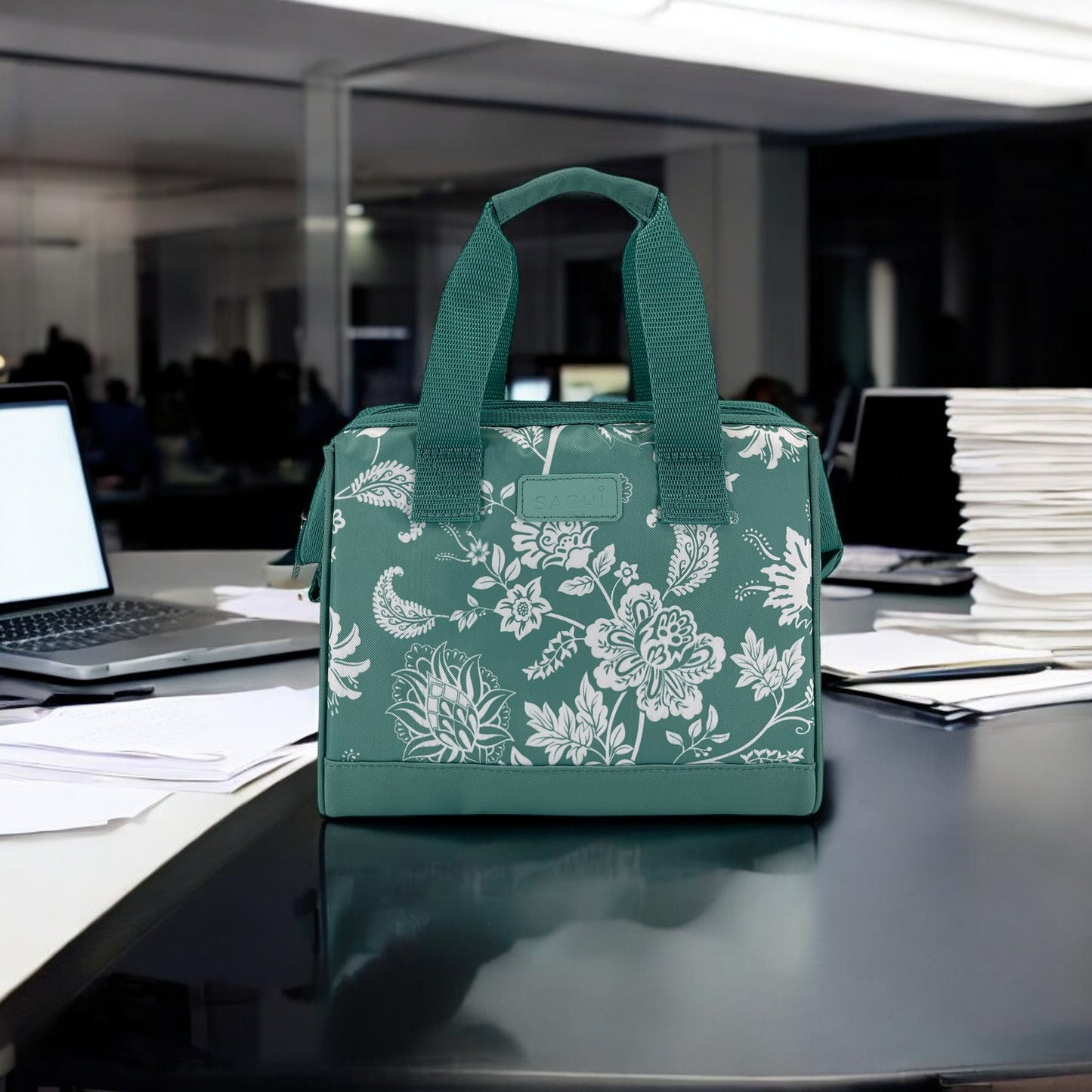 Sachi Insulated Lunch Bag - Green Paisley