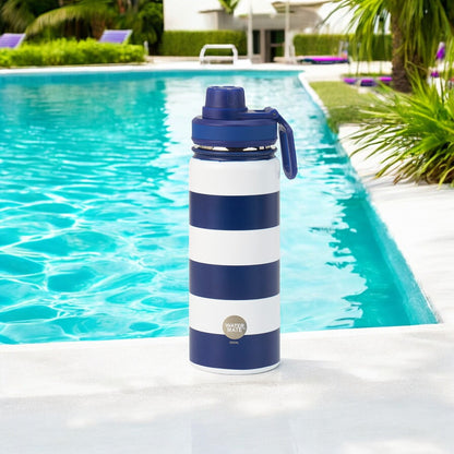 Annabel Trends Watermate Stainless Drink 550ml Bottle - Navy Stripe