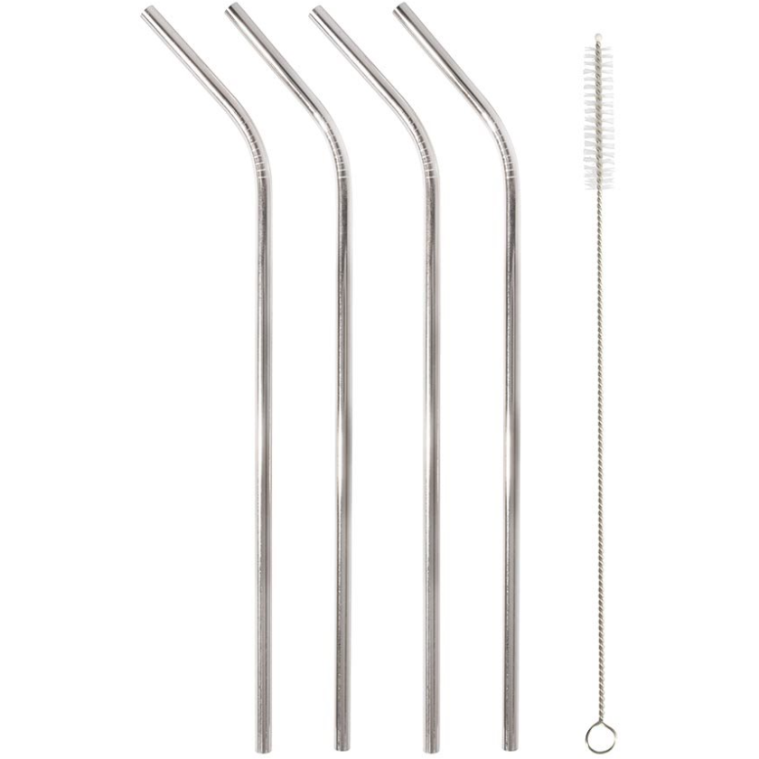 is GIFT Metallic Stainless Steel Bent Reusable Straws 4 Pack - Gold