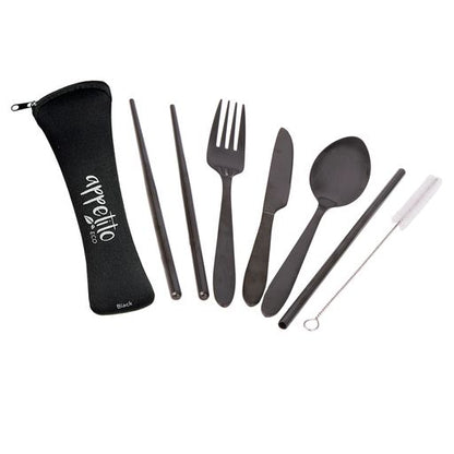 Appetito 6 Piece SS Traveller's Cutlery Set - Assorted Colours