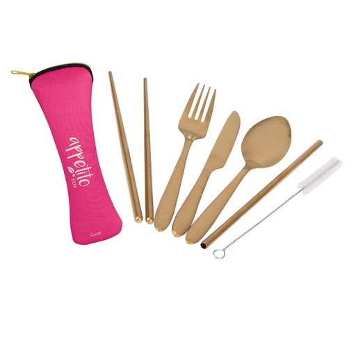 Appetito 6 Piece SS Traveller's Cutlery Set - Assorted Colours