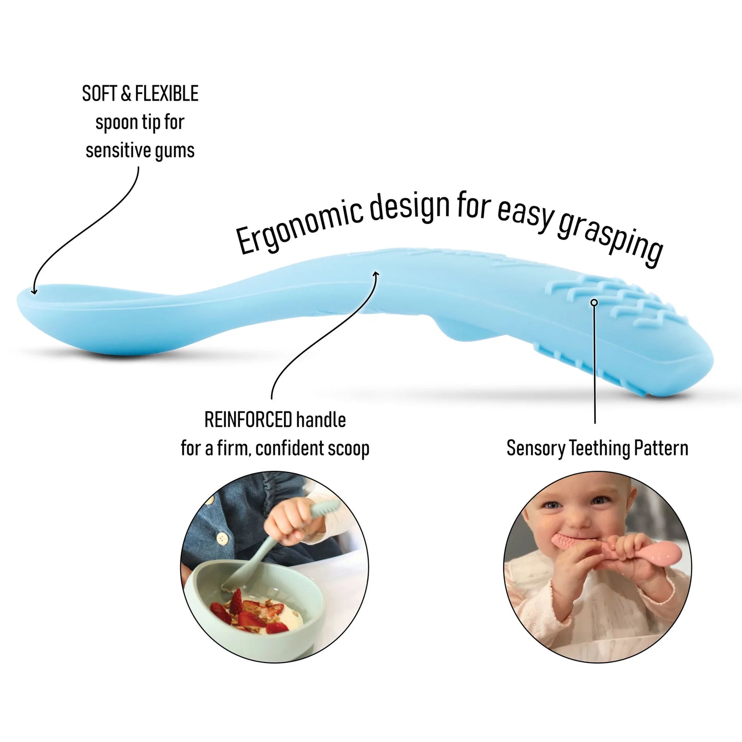 Brightberry Silicone Spoons with Teether - Assorted Colours