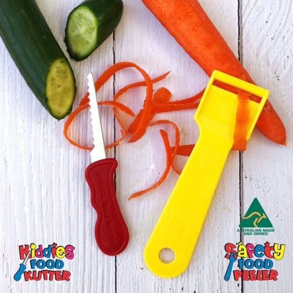 Kiddies Original Food Kutter Knife & Safety Food Peeler Twin Pack - Assorted Colours